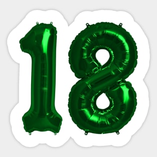 Bright Green 18th Birthday Metallic Helium Balloons Numbers Sticker